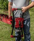 Person holding 60V Cordless Dirt Auger With 8 Inch High Performance Bit, Spline Shaft, on grassy field