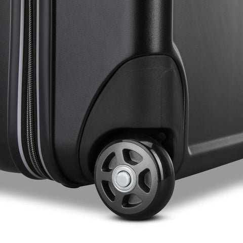 Close-up of wheel on Fathead Underseater Carry On Luggage With Custom Decal Option, Durable ABS Hardshell