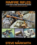 Cover image of Survival Guns Rimfire Buyers Guide, featuring a rifle set on rocks with accessories and small game, showcasing practical use.