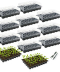 10-pack seed starter tray kit set with 400 cells, durable germination trays, humidity vented domes, indoor gardening tools