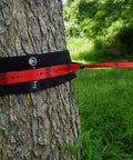 Pro Grade Heavy Duty Tree Protectors For Slacklines And Zip Lines 72 Inch Long Set Of Two with anti slip guide straps installed on tree