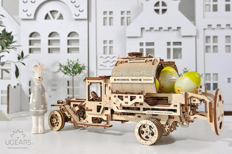 Tanker Mechanical Model Kit For Adults, DIY 3D Wooden Puzzles With Working Engine And Moving Transmission, Includes Can Holder, 594 Pieces, Boss-Level Truck Build, Perfect Father’s Day Gift; wooden tanker truck with eggs