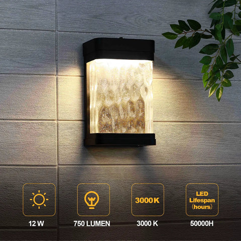 Dusk To Dawn Outdoor Light With Bubble Glass 750 Lumen Built In LED Porch Fixture For Modern Exterior Lighting