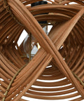 Close-up of Boho Rattan Pendant Light With 8 Foot Cord Handwoven Shade 60W Max Hardwired Only Natural Woven Ceiling Fixture