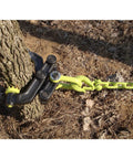Heavy Duty Steel 360 Degree Tree Stump Remover Attachment for Tractors and ATVs gripping a tree stump, green color.