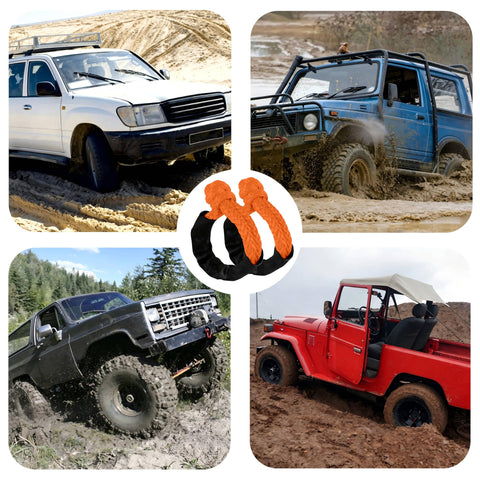 UHMWPE Soft Shackle Two Pack With Space Aluminum Recovery Ring for SUV ATV UTV Truck and Jeep off-road recovery