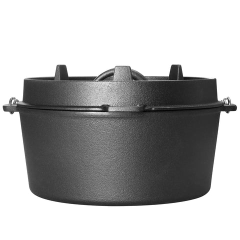 Pre Seasoned Cast Iron Camping Dutch Oven 6 Quart With Lid And Tripod Stand For Outdoor Cooking Great For Slow Braise Stews