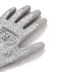 Cut Resistant Safety Work Gloves Level A2 Polyurethane Coated For Dexterity And Grip Touch Screen Compatible Machine Washable General Duty Large Size 9 Grey 6 Pair close-up