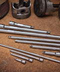 11 Piece Wobble Extension Set with Ball Detent, chrome finish, featuring various sizes for secure socket retention and easy control.