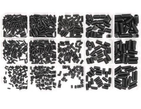 720 Piece Hex Socket Drive Cup Point Set Screws Kit Pro Grade M2 Through M6 In 12 Sizes Carbon Steel Black Grub Screws And Socket Head Cap Screws