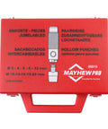 Red case of 11 Piece Hollow Punch Set For Leather Cloth Vinyl And Light Sheet Metal Gasket Making With Dual Cutting Heads