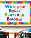 Go To Alphabet Letters Kit For Home And Classroom 288 Piece Bulletin Board Set with "Welcome Back! Everyone Belongs" message.