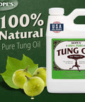 Pro Grade 100 Percent Pure Tung Oil Wood Finish That Penetrates Deep, Food Safe And Waterproof Sealer For Indoor And Outdoor Projects, 32 Fl Oz One Pack