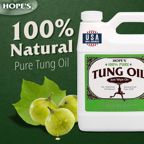 100 Percent Pure Tung Oil For Wood Finish And Sealer, Food Safe Waterproof, Hand Rubbed Look, Deep Penetrating Natural Oil, 32 Fl Oz bottle