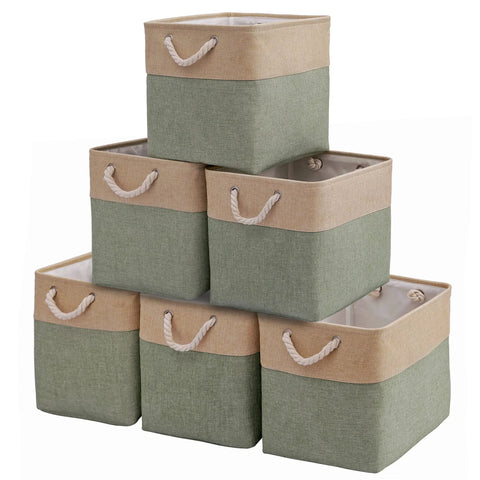 Large Cube Storage Baskets For Clothes Toys Towels Books Collapsible Canvas Bins With Cotton Handles Tough As Nails And Built To Last