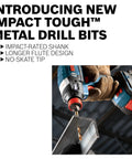 Bosch CO2132 cobalt drill bit, 5/64 in x 2 in, in cordless drill drilling into metal angle iron