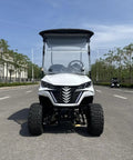 Two Seater Electric Golf Cart With 48V Lithium Battery And Heavy Duty Plastic Bed Powered By A Badass 4Kw Motor for smooth street maneuvering.