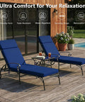 72 x 21 Inch Outdoor Chaise Lounge Cushions Set of 2 With Removable Covers 4-Section Design Water Repellent And Fade Resistant
