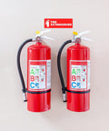 High Visibility Fire Extinguisher Sticker Set for Office and Commercial Spaces No Brainer Safety Sign for Landlords and Short Term Rentals 6x2 Inches Includes Four Labels for Quick Access and Compliance on two extinguishers