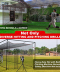 Baseball And Softball Batting Cage Net With Realistic Catcher, Backyard Practice Net, Net Only, shows durable 20x8x8 ft design