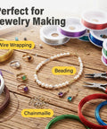 24 Gauge Jewelry Wire Set For Beading, Tarnish Resistant Craft Wire 0.5mm In 12 Dope Colors, Colored Iron Beading Thread For Wrapping, DIY Supplies Kit With 20M Per Roll, 12 Rolls, Total 240M on spools