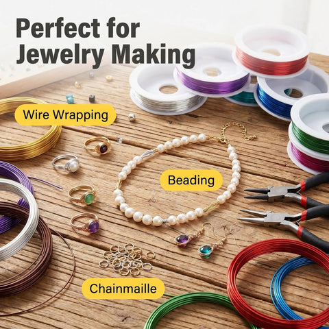 24 Gauge Jewelry Wire Set For Beading, Tarnish Resistant Craft Wire 0.5mm In 12 Dope Colors, Colored Iron Beading Thread For Wrapping, DIY Supplies Kit With 20M Per Roll, 12 Rolls, Total 240M on spools
