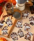 12 Piece Diamond Art Magnets Set With Coffee Gnome Refrigerator Art Easy DIY Diamond Painting Magnets Kit displayed on table
