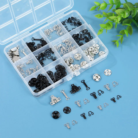 180 Piece Hook And Eye Sewing Kit All In One With Buttons And Closures For Skirts Pants And Dresses Fabric Snap Buttons Garment Snaps DIY Craft Essentials In Handy Storage Box