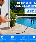 Badass Heavy Duty 1HP Submersible Sump Pump Pulls A Knockout 5300GPH Flow with 26FT cord in pool for cleaning.