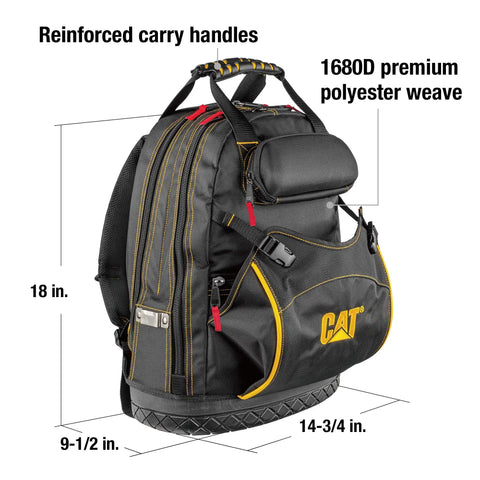 18-Inch Pro Tool Backpack With 32 Pockets For Gear Storage, Heavy-Duty 1680D Water-Resistant Polyester, Molded Bottom