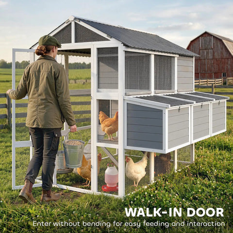 Huge 77 Inch Outdoor Chicken Coop For 6 To 8 Chickens With Run Wooden Hen House Poultry Cage 3 Nesting Boxes Waterproof Roof