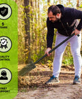 Man using Heavy Duty Metal Detecting Shovel With Double Serrated Blade For Treasure Hunting And Root Cutting T Handle Spade