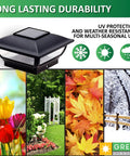 Solar Post Cap Lights For 4x4 Posts, Outdoor Waterproof Deck And Fence Lighting, Black, 6 Inch Cap, multi-seasonal use