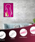 Living room with Pink Neon Sign LED Night Light USB Powered Wall Decor for Bedroom Man Cave Vibe Bar Pub Store Club Garage Home Party 17x8.5 Inches Flexible Silicone LED Strip on Clear Acrylic Board.