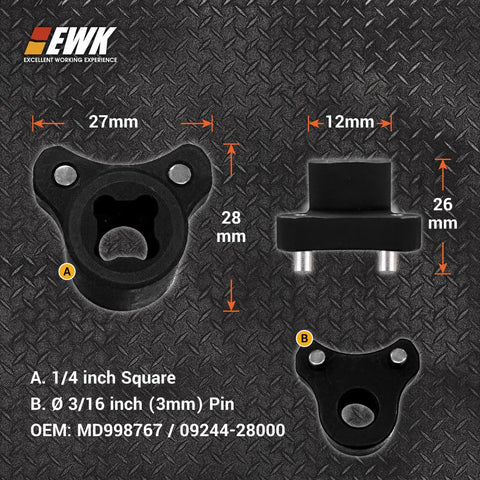 Cam Timing Belt Tensioner Removal Tool And Tension Pulley Wrench For Mitsubishi And Hyundai, dimensions and specifications displayed