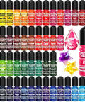 Epoxy resin pigment color set with 48 six-milliliter bottles in assorted colors, including a pink pigment bottle.