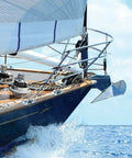 Sailing yacht with deck equipment including 10 Inch One Touch Aluminum Winch Powergrip Handle With Ball Bearing Grip Lightweight And Corrosion Resistant Marine Grade Alloy For Quick Lock In Release Lever Smooth Operation And Durable Build Plus Three Year Warranty