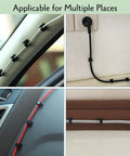 Stick On Cable Clips 30 Pack Black Adhesive Cord Organizer for desk and office, securing cables on car dashboard and walls.