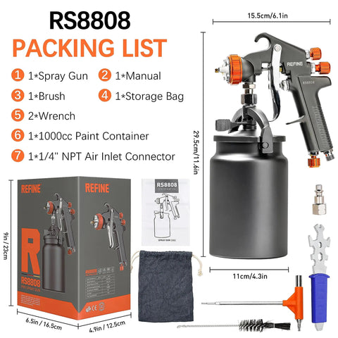 Heavy Duty Siphon Feed Air Spray Paint Gun With 1.8Mm Needle And 1000Cc Aluminum Pot built tough with canister and accessories.