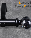 Heavy Duty Black Curtain Rod For Windows 48 To 84 Inches, 1 Inch Adjustable Drapery Rod With Crystal Ball Finials