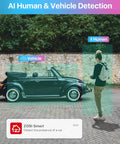All In One AI Motion Detection Home Security System identifies human and vehicle in driveway.