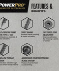 PowerPro features of Crew Approved Gray Wafer Head Cement Board Screws 9 X 1 1/4 Inch with Type 17 Self Drilling Tips.