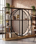 Dope Tall Industrial Bookshelf Set Of 2 With Reversible 5 Tier Shelves Freestanding Etagere Room Divider in living room