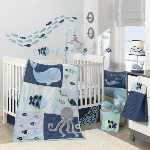 Oceania Aqua Blue Fish Wall Decals Set Easy Peel And Stick Ocean Themed Stickers With Colorful School Of Fish for kids room
