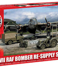 Box of WWII RAF Bomber Re Supply Set One To Seventy Two Scale Model Kit In Green And Grey with vehicles and equipment on airfield