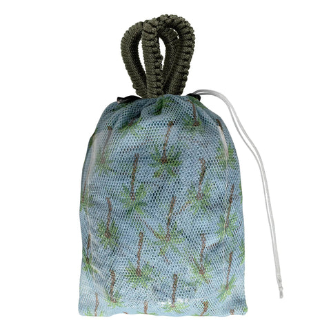 Brazilian Style Mesh Hammock In A Bag 55 Inch Wide Light Blue Palm Tree Travel Hammock With Drawstring Carry Bag
