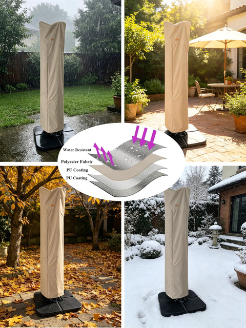 9 To 13 Ft Patio Umbrella Cover For Offset Cantilever And Straight Pole Parasols Weatherproof with PU Polyester in all seasons