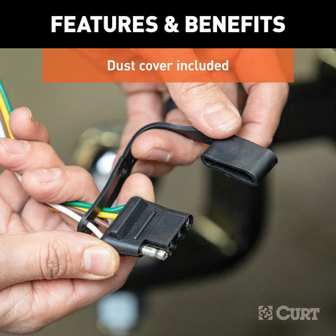 Hands holding Custom Wiring Connector For 4 Way Flat Socket Plug And Play with dust cover detail