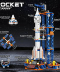 Space Rocket Building Kit For Kids Aged 6 To 14 With 1065 Pcs Spaceship Display Model Set showcasing rocket and launch platform.