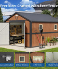 10x12 Ft Outdoor Storage Shed With Lockable Doors And Window Heavy Duty Metal Garden Shed for tools and garden gear